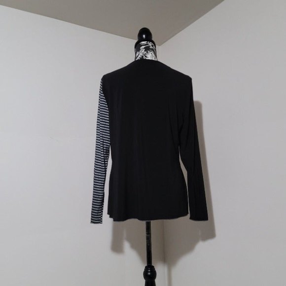 modes Crystal fashions patchwork leopard stripe black grey top - Picture 3 of 10